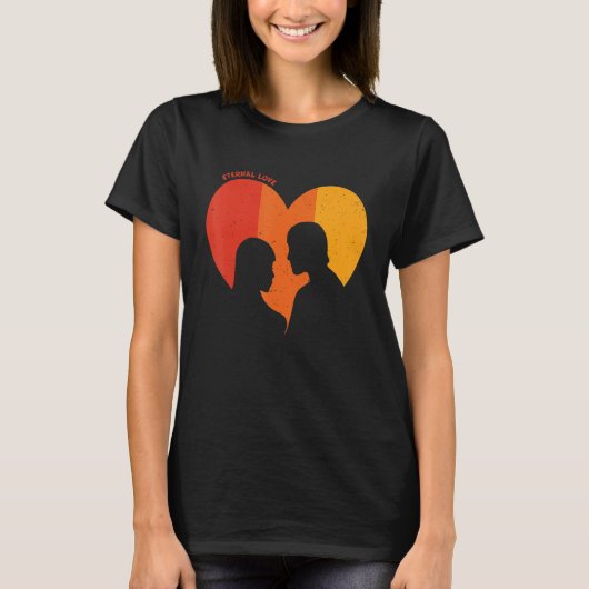 Eternal Love Matching Couples Retro  Valent T-shirt (Voorkant)