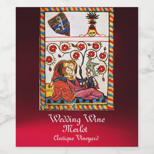 ETERNAL LOVE MONOGRAM Romantic Weddenschap Red Wijn Etiket (Enkel label)