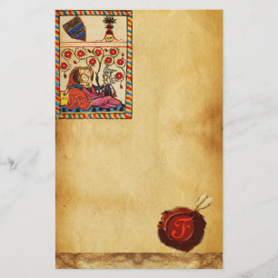 ETERNAL LOVE PARCHMENT RED WAX SEAL MONOGRAM BRIEFPAPIER