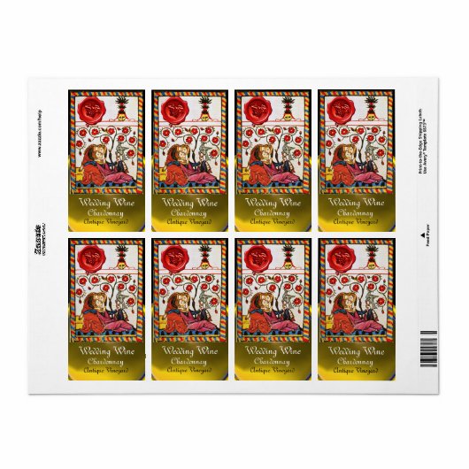 ETERNAL LOVE, RODE WAX SEAL Weddenschap witte wijn Etiket (Full Sheet)