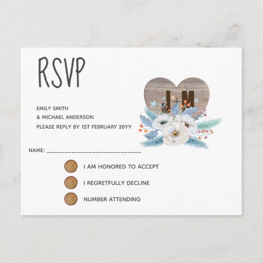 Eternal Love Wedding Carte RSVP Flower blanc (Devant)