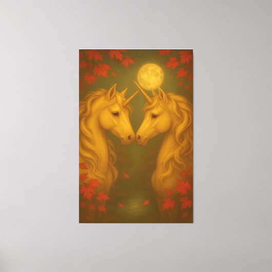 Eternal Moonlit Unicorns – Fine Art Romantic Fanta Canvas Afdruk (Voorkant)