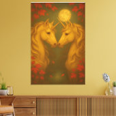 Eternal Moonlit Unicorns – Fine Art Romantic Fanta Canvas Afdruk (Insitu (Woonkamer))