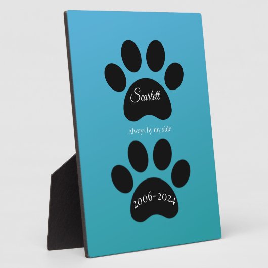 Eternal Paw Prints Turquoise Gradient Tribute Fotoplaat (Zijkant)