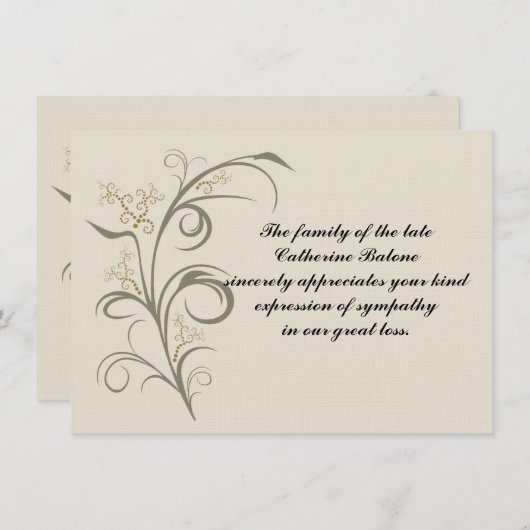 Eternel - Bereavement Merci Carte pour notes (Devant / Derrière)