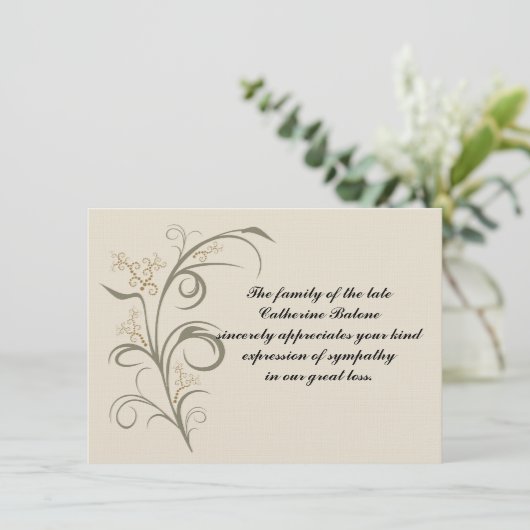 Eternel - Bereavement Merci Carte pour notes (Debout devant)