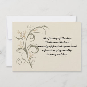 Eternel - Bereavement Merci Carte pour notes