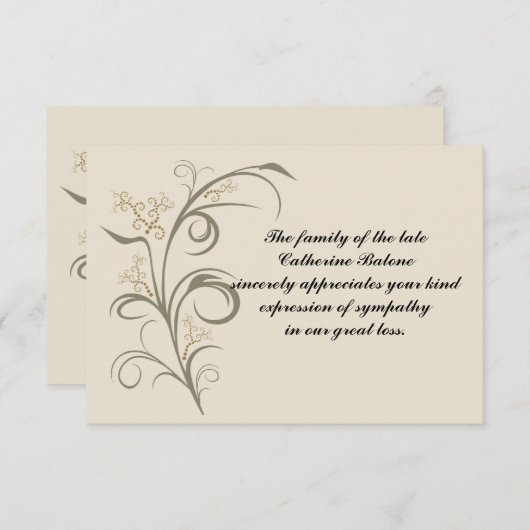 Eternel - Bereavement Merci Carte pour notes (Devant / Derrière)