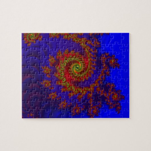 Eterniteit | Blauwe en rode fractale kunst Legpuzzel (Horizontaal)