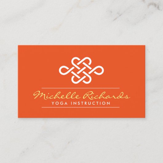 Eternity Knot Yoga Docent, Life Coach Sinaasappel Visitekaartje (Voorkant)