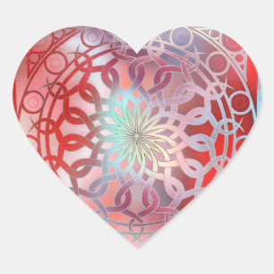 Eternity Mandala Red en Turquoise Hart Sticker