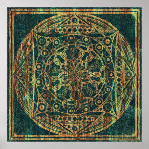 Eternity Mandala Weathered Wood Poster