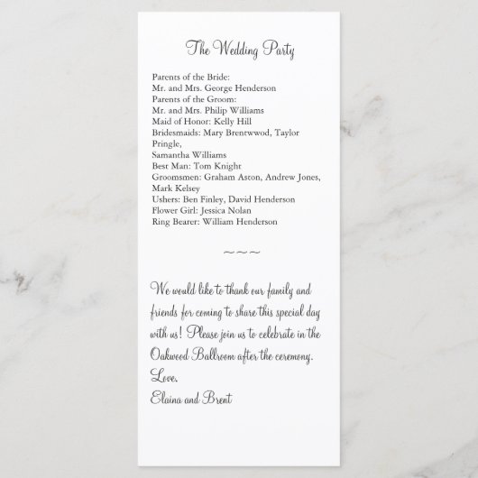 Eternity Wedding Programma 2 (Achterkant)