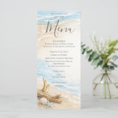 Eterntal Tides Coastal Watercolor Beach Wedding Menu (Staand voorkant)