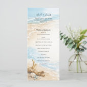 Eterntal Tides Coastal Watercolor Beach Wedding Menu (Staand voorkant)