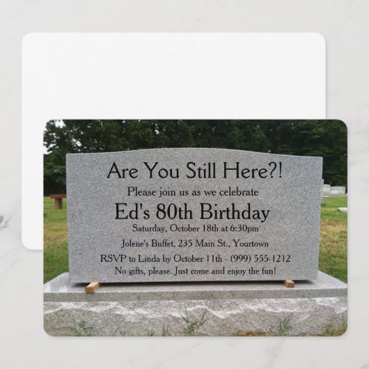 Êtes-Vous Encore Là ?  Invitation d'anniversaire (Devant / Derrière)