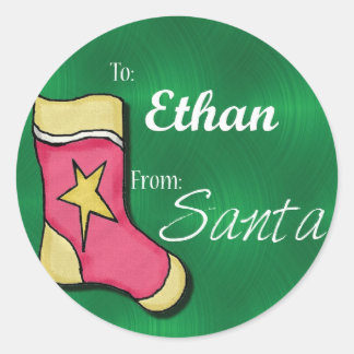 Ethan Gepersonaliseerde Kerstmisetiket49 Ronde Sticker