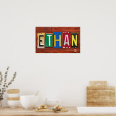 ETHAN Licentie Bord Letter Name Custom Sign Poster (Keuken)