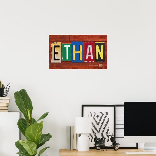 ETHAN Licentie Bord Letter Name Custom Sign Poster (Thuiskantoor)