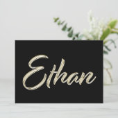 Ethan Name white gold Handwriting Karte Kaart (Staand voorkant)
