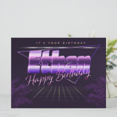 Ethan Nom Prénom carte rétro lilas Anniversaire (Debout devant)