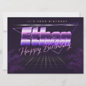 Ethan Nom Prénom carte rétro lilas Anniversaire (Devant)