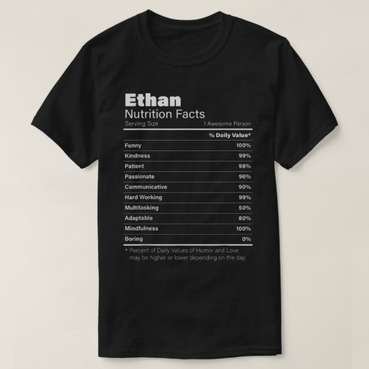 Ethan Nutrition Persoonlijke benaming Funny T-shirt (Design voorkant)