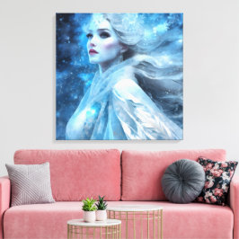 Etheal Frozen Snow Queen Fantasy Art Canvas Afdruk