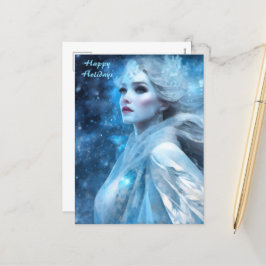Etheal Frozen Snow Queen Fantasy Art Feestdagenkaart