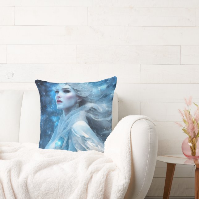 Etheal Frozen Snow Queen Fantasy Art Kussen (Bank)