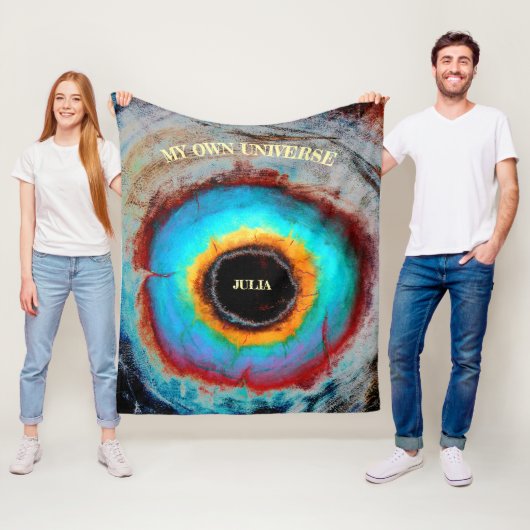 Etheel Kosmisch Oog Monogram Levendige Abstracte K Fleece Deken (In situ)
