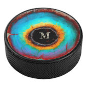 Etheel Kosmisch Oog Monogram Levendige Abstracte K Hockey Puck (3/4)