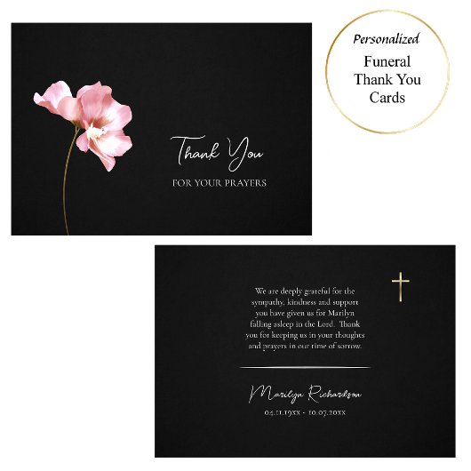 Etheïstische Roze Bloem Orthodoxe begrafenis Bedankkaart