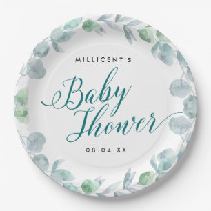 Etheraal Eucalyptus Calligrafisch Baby shower Papieren Bordje