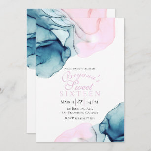 Etheral Blauwgroen Roze Elegant Inky Modern Sweet Kaart