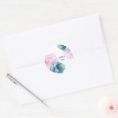 Etheral Blauwgroen & Roze Inky Glamor Elegant Wedd Ronde Sticker (Envelop)