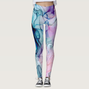 Etheral Blauwgroen Roze Paars Inky Modern Glamour Leggings