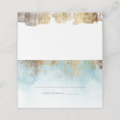 Etheral Blue Waterverf Gold Glitter Wedding (Buitenkant ongevouwen)