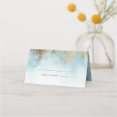 Etheral Blue Waterverf Gold Glitter Wedding (Voorkant)