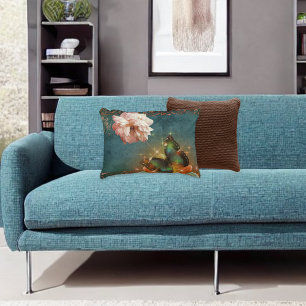 Etheral Butterfly Bokeh en Peony Blauwgroen en Pea Accent Kussen