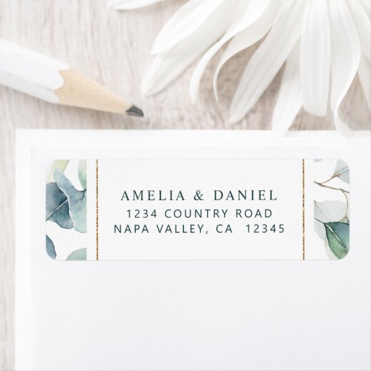 Etheral Eucalyptus Gold Greenery Adres Etiket (Insitu)
