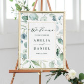 Etheral Eucalyptus Greenery Wedding Welcome Sign Poster