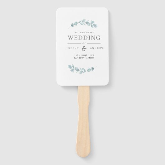 Etheral Eucalyptus Wedding Programme Handje Fan Handwaaier (Voorkant)