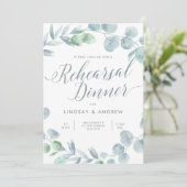 Etheral Eucalyptus Wedding Rehearsal Dinner Kaart (Staand voorkant)