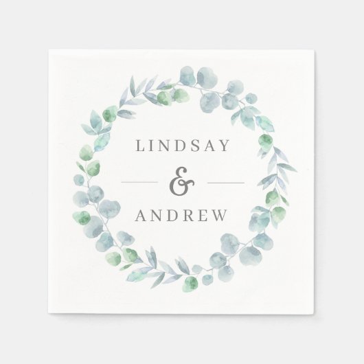 Etheral Eucalyptus Wreath Dusty Blue Wedding Servet (Voorkant)