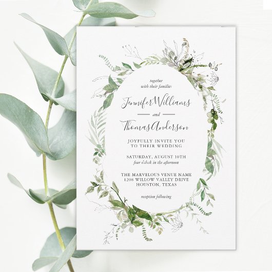 Etheral Garden Greenery Botanical Wedding Kaart
