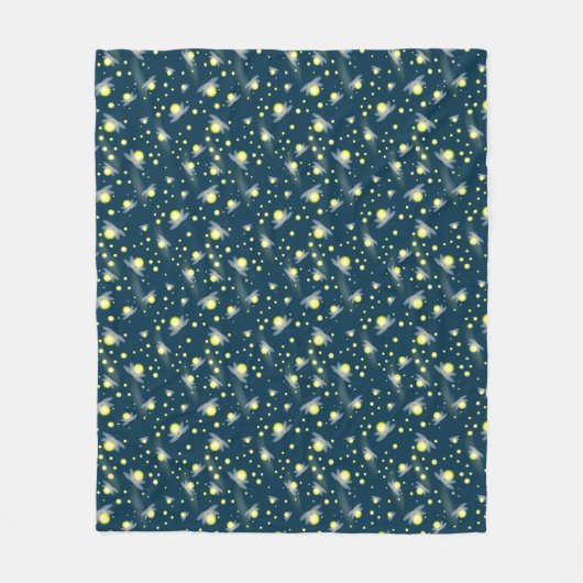 Etheral Ggloing Fireflies bij Night Pattern Fleece Deken (Voorkant)