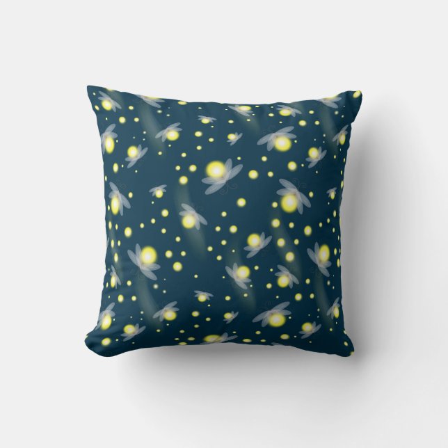 Etheral Ggloing Fireflies bij Night Pattern Kussen (Voorkant)