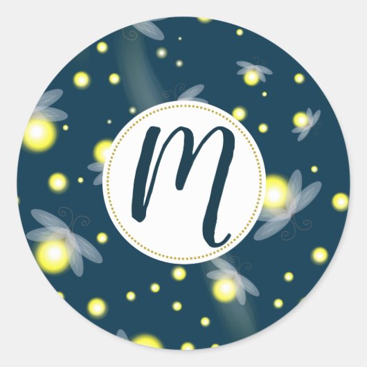 Etheral Ggloing Fireflies bij Night Pattern Ronde Sticker (Voorkant)