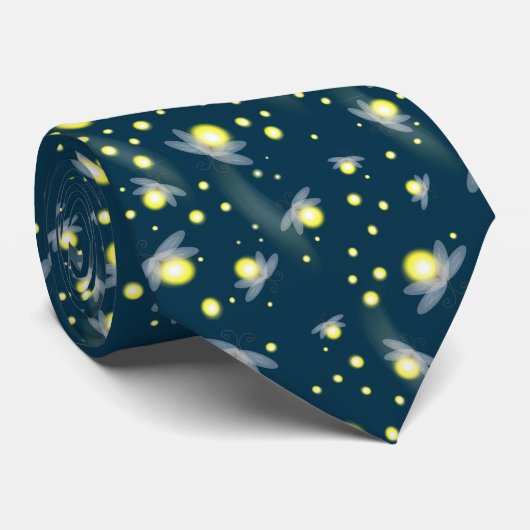 Etheral Ggloing Fireflies bij Night Pattern Stropdas (Opgerold)